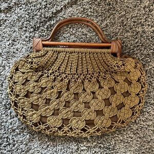 Elegant Tan Woven Tote Bag